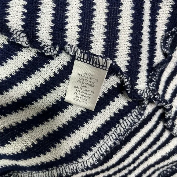 Christopher & Banks Cardigan Women’s XL Navy White Striped Sweater Pockets Open - Picture 15 of 15